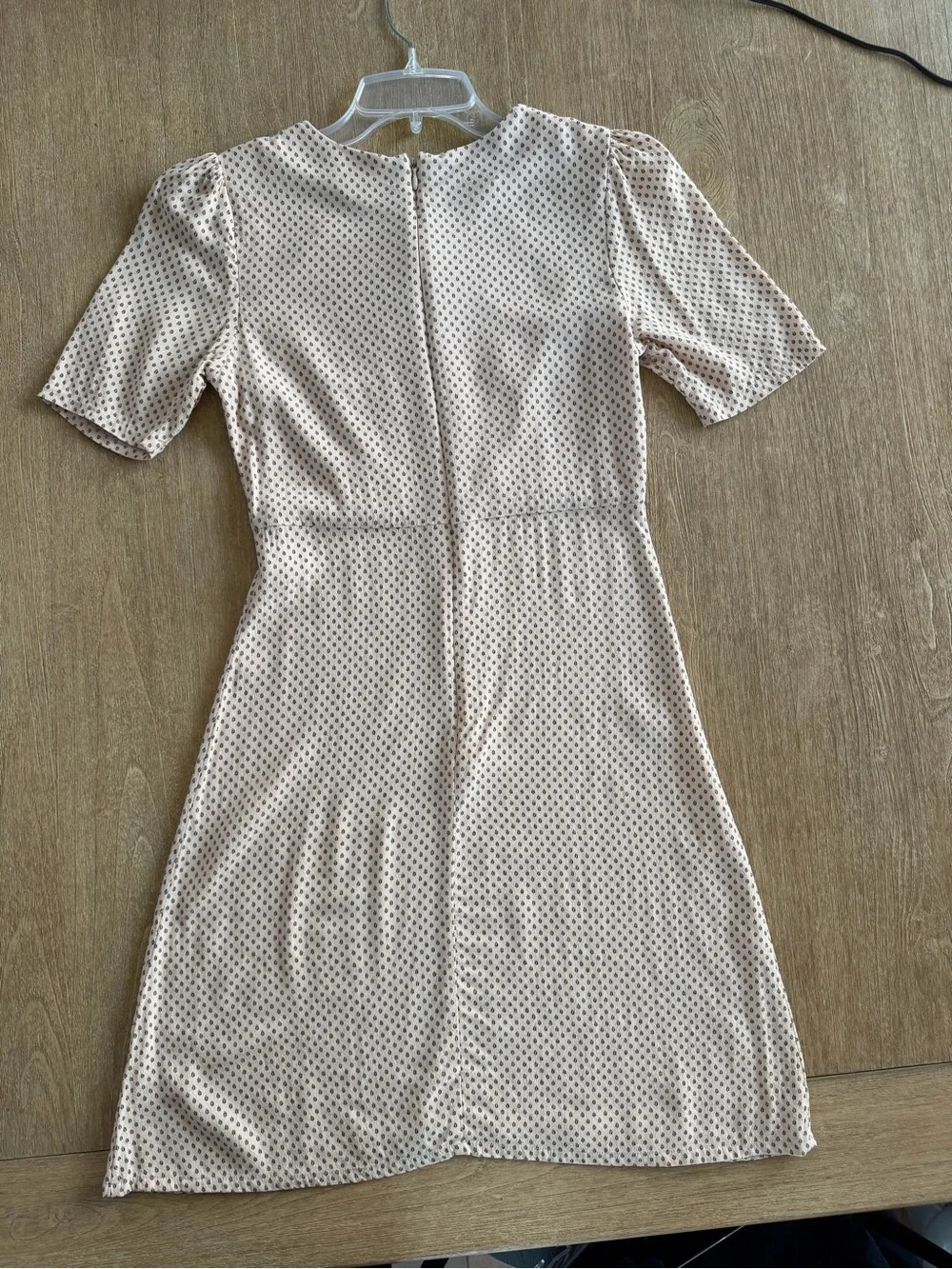 H&M Beige Floral Puff Sleeve Mini Dress Size 4
